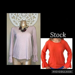 Sundry women’s shirt small 4 6 top Pima long sleeve poet flutter cuff  pink NWT